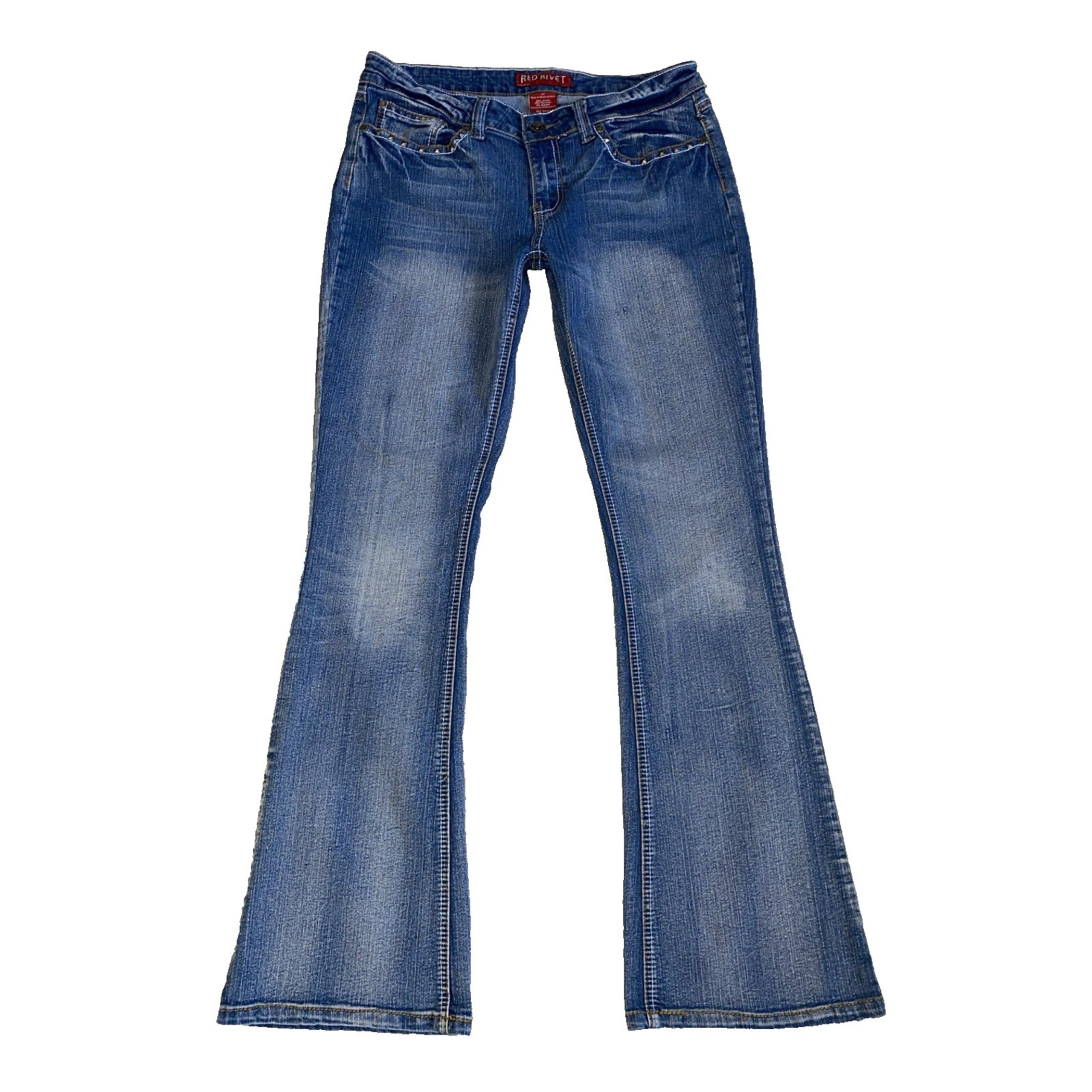 Vintage Red Rivet Juniors 13 Y2K Blue Jeans Stretch embellished Pockets