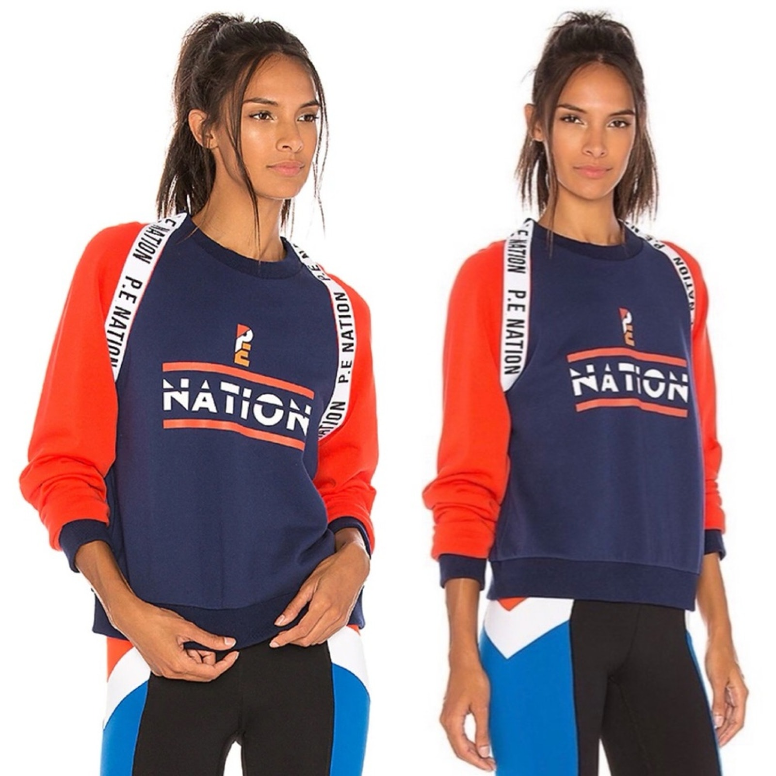 P.E Nation The Wembly Sweatshirt, (REVOLVE Collection) Navy & Red Cotton sz. S