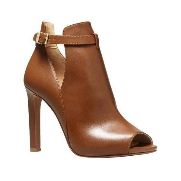 MICHAEL Michael Kors Lawson Open Toe Leather Bootie Tan Size 9 NWT 175 MSRP