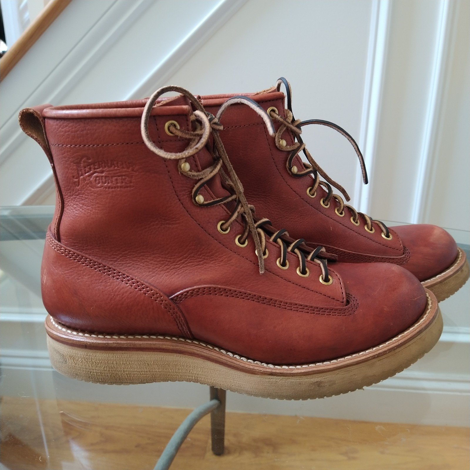 Alternative Country Hong Kong Brown Leather Service Boots Size Men's 9.5
