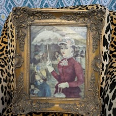 Vintage 16 X 19 Ornate Gold Framed Holdah Female Portrait Art Print