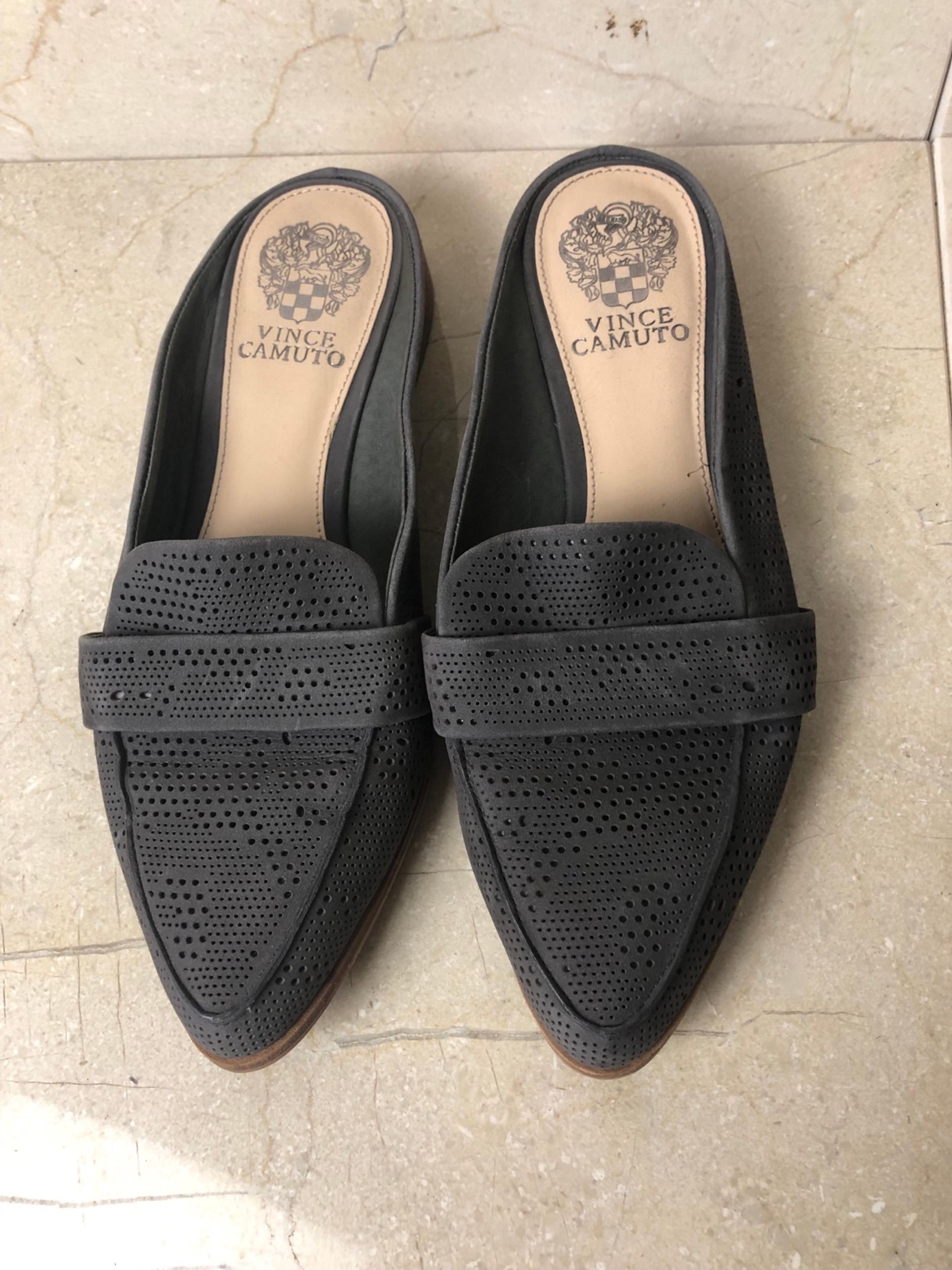 Vince Camuto Womens VC-Kaylana Gray Leather Slip On Loafer Flats Size 7.5 M