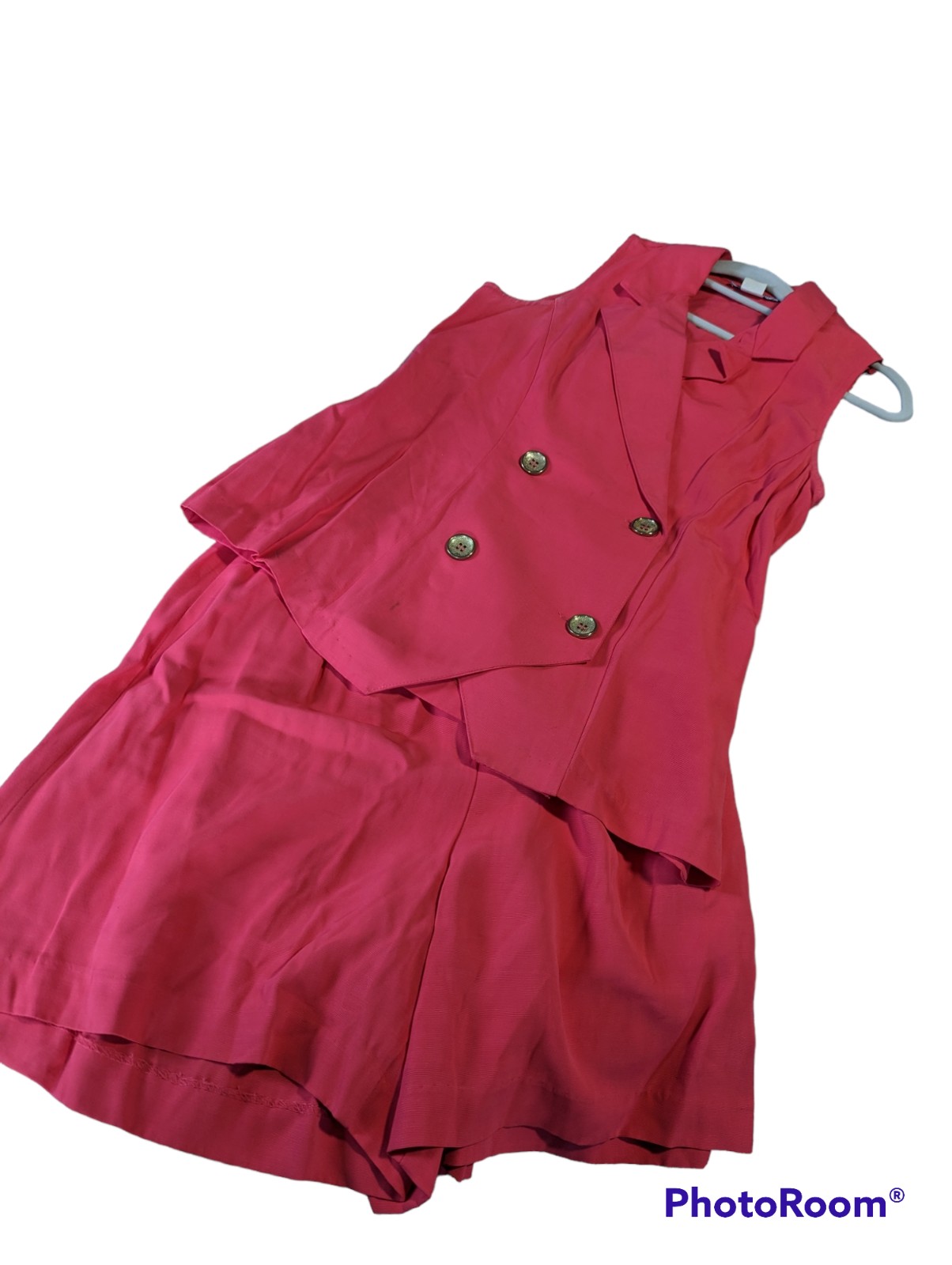AUTHENTIC VINTAGE 80s David Hollis hot pink 2 piece set