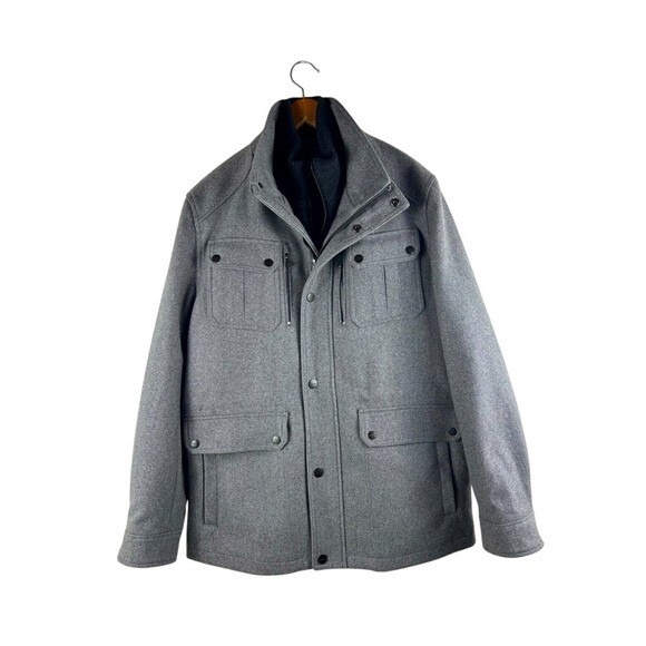 michael michael kors wool blend zip front coat