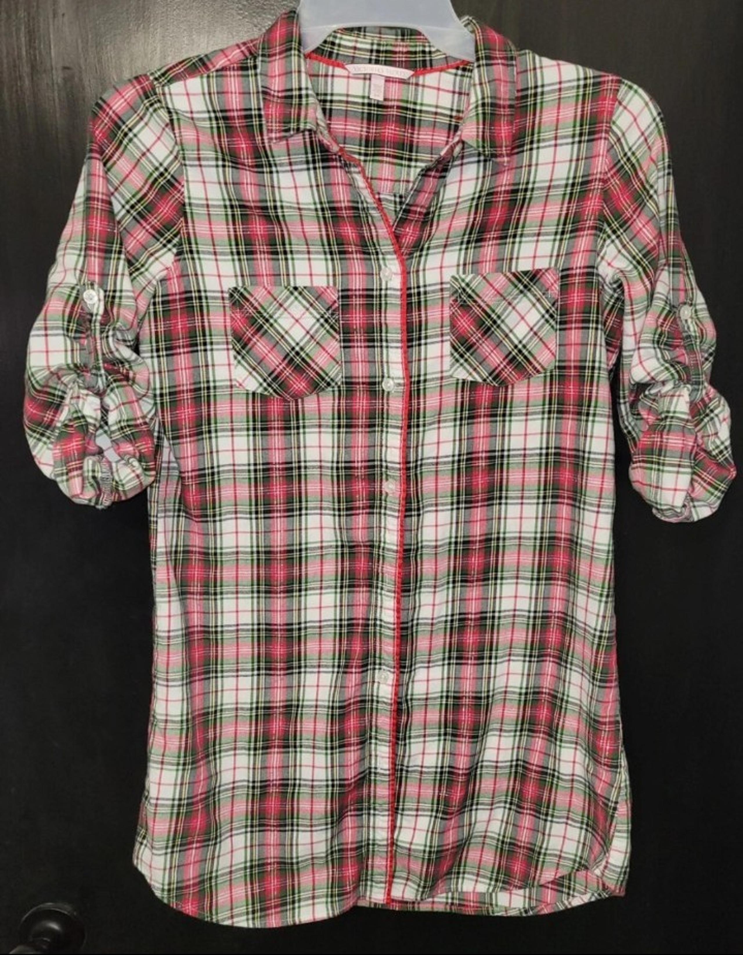 Victoria’s Secret Red Plaid Sleep Shirt Nightgown Size Small Medium Christmas