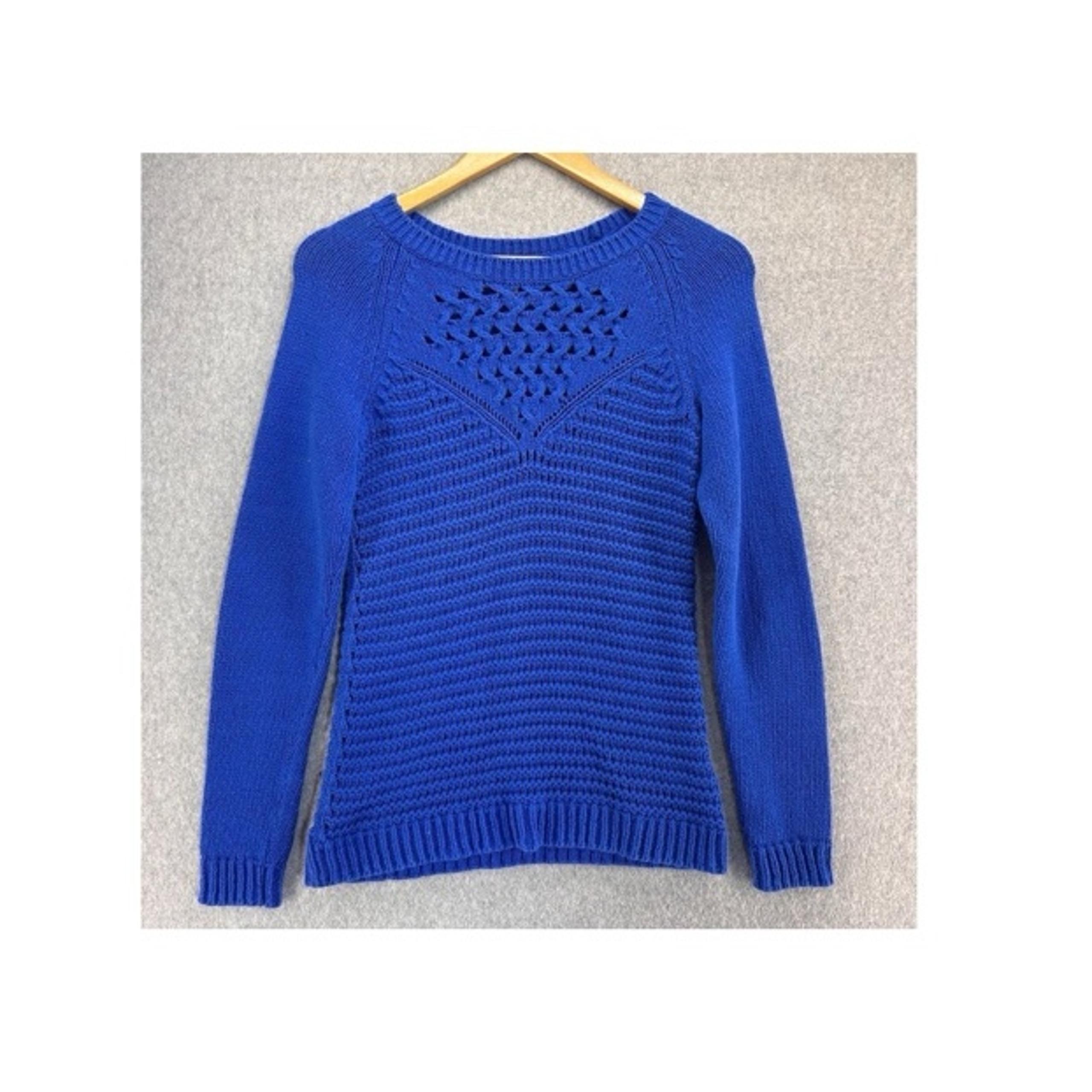 Lilly Pulitzer Womens Small Royal Blue Knit Sweater Cotton Long Sleeve Pullover