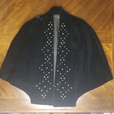 Vintage Black Velvet/Satin with Rhinestones and pearls Womens Stole
