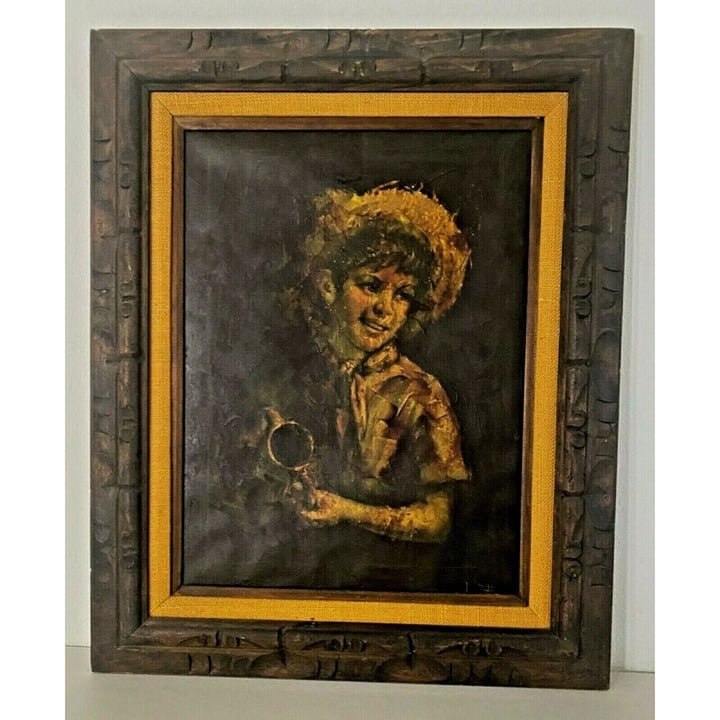 Vintage Country Boy by Tovine - Famous Painting - Print on Canvas in Wood Frame