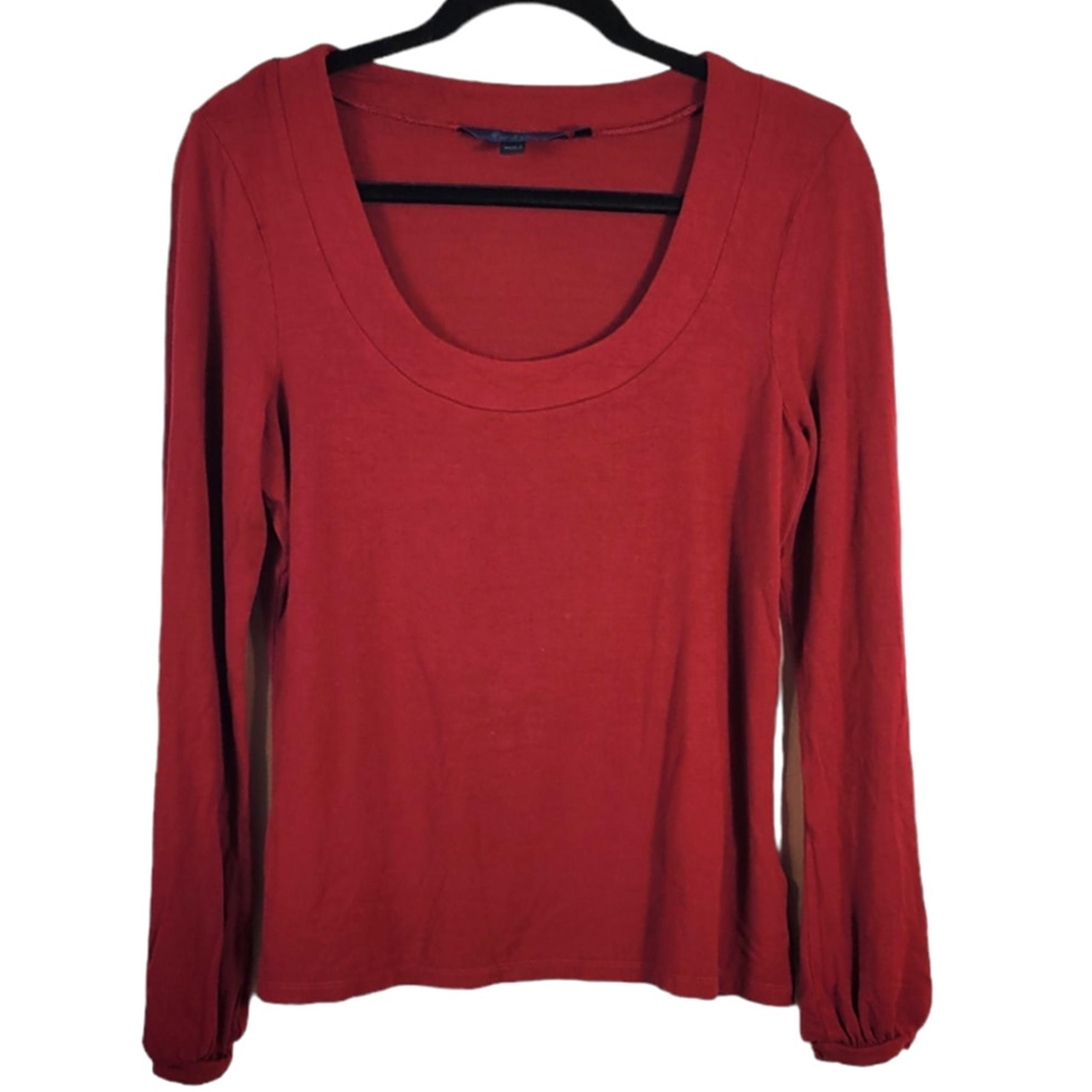 Boden Blouse Women's 10 Wine Red Soft Preppy Stretch Scoop Neck Romantic Casual