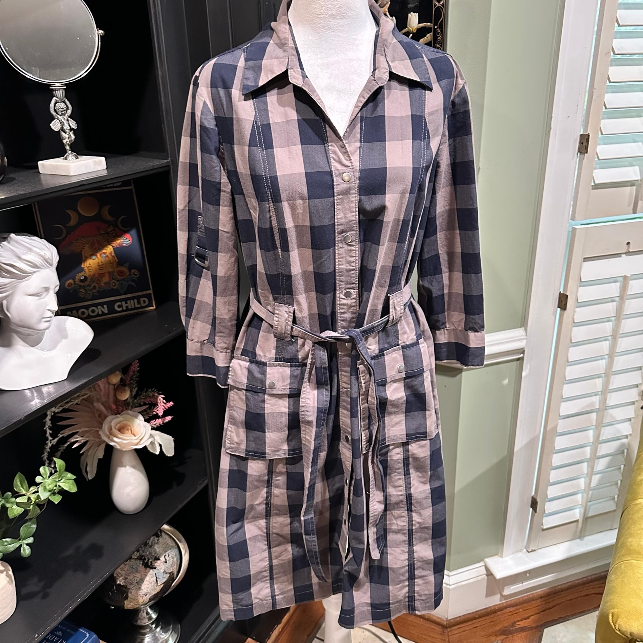 Converse One Star Plaid Button Down Shirt Dress Size Large