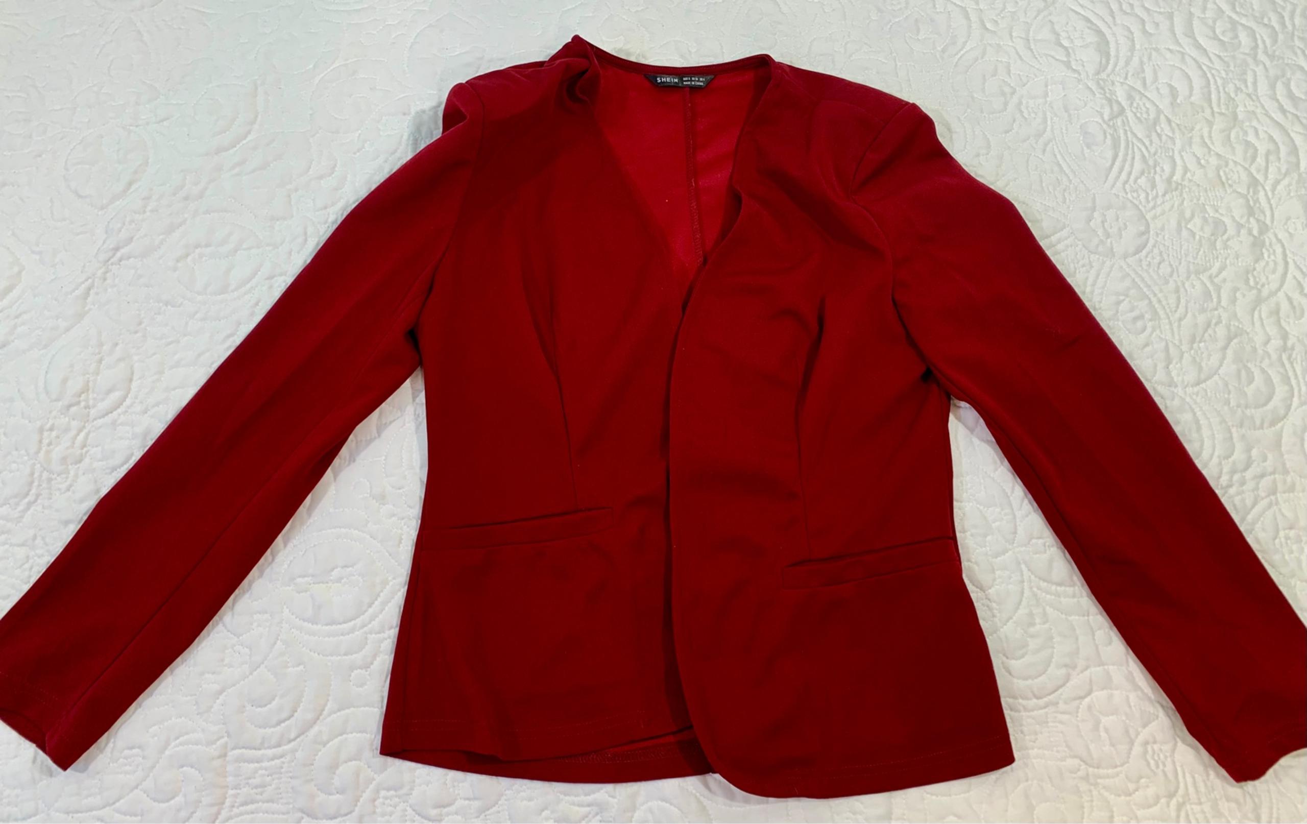 Shein Women's Lightweight Red Blazer, Size Small, Pre-Owned EUC