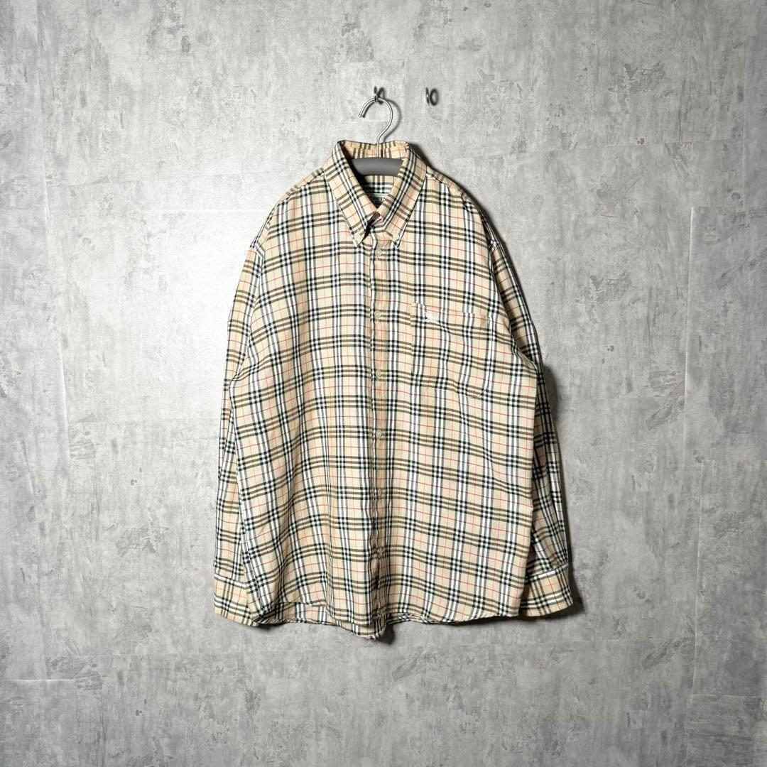 【Supreme Design】Burberry Nova Check Shirt 90s Logo Embroidery Made in England