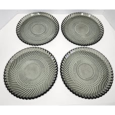 Libbey 10” dinner Plates, Smoke Gray Swirl Diamond Glass Set Of 4 Beautiful