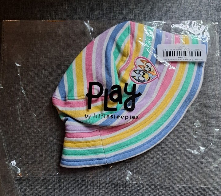 Little sleepies bluey rainbow bucket hat 6-12