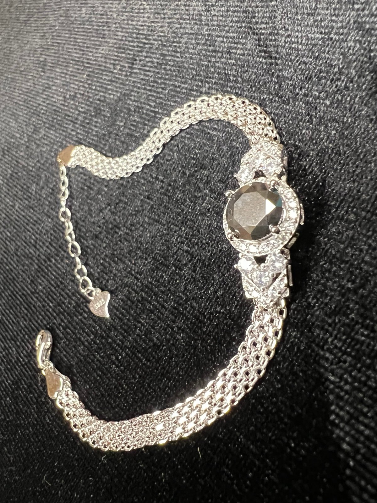 2-Carat Black Moissanite White Gold Plated Sterling Silver Bracelet