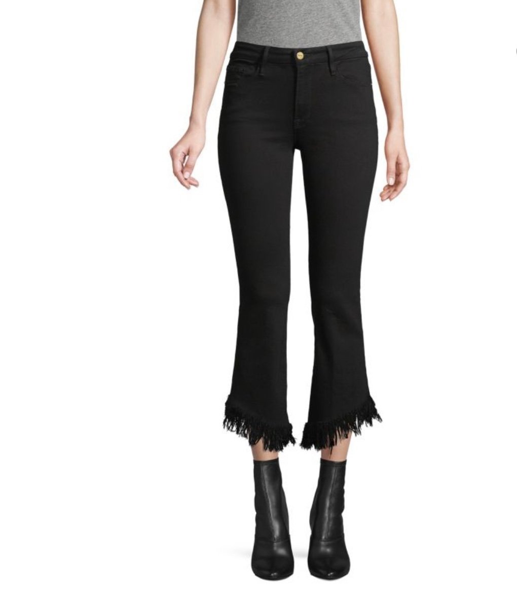FRAME Black Le Crop Mini Boot Fringe High Rise Denim Jeans size 29