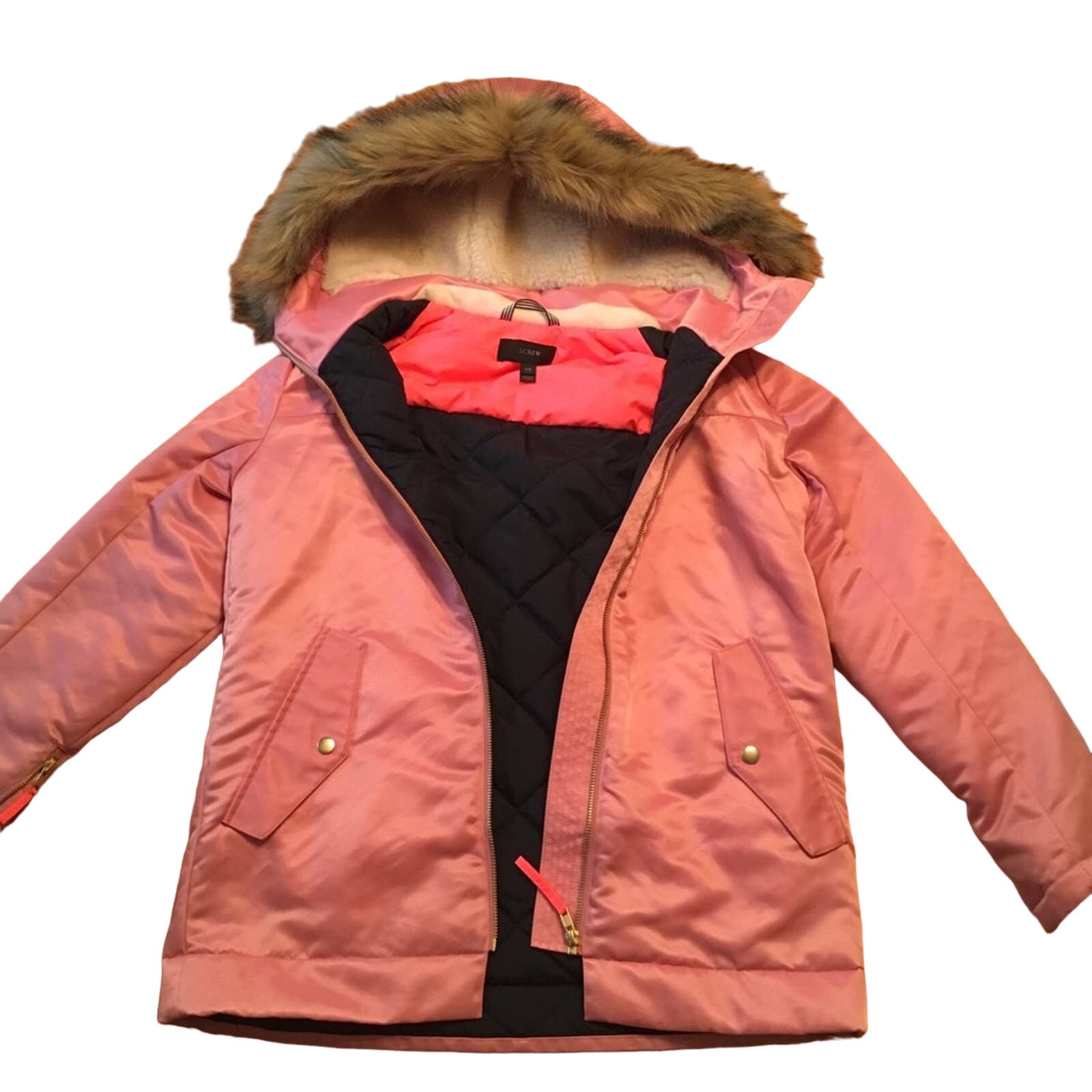 J.Crew Women's Parka Pink Poodle sz XXS Quilted H2223 Winter Coat NWOT 375