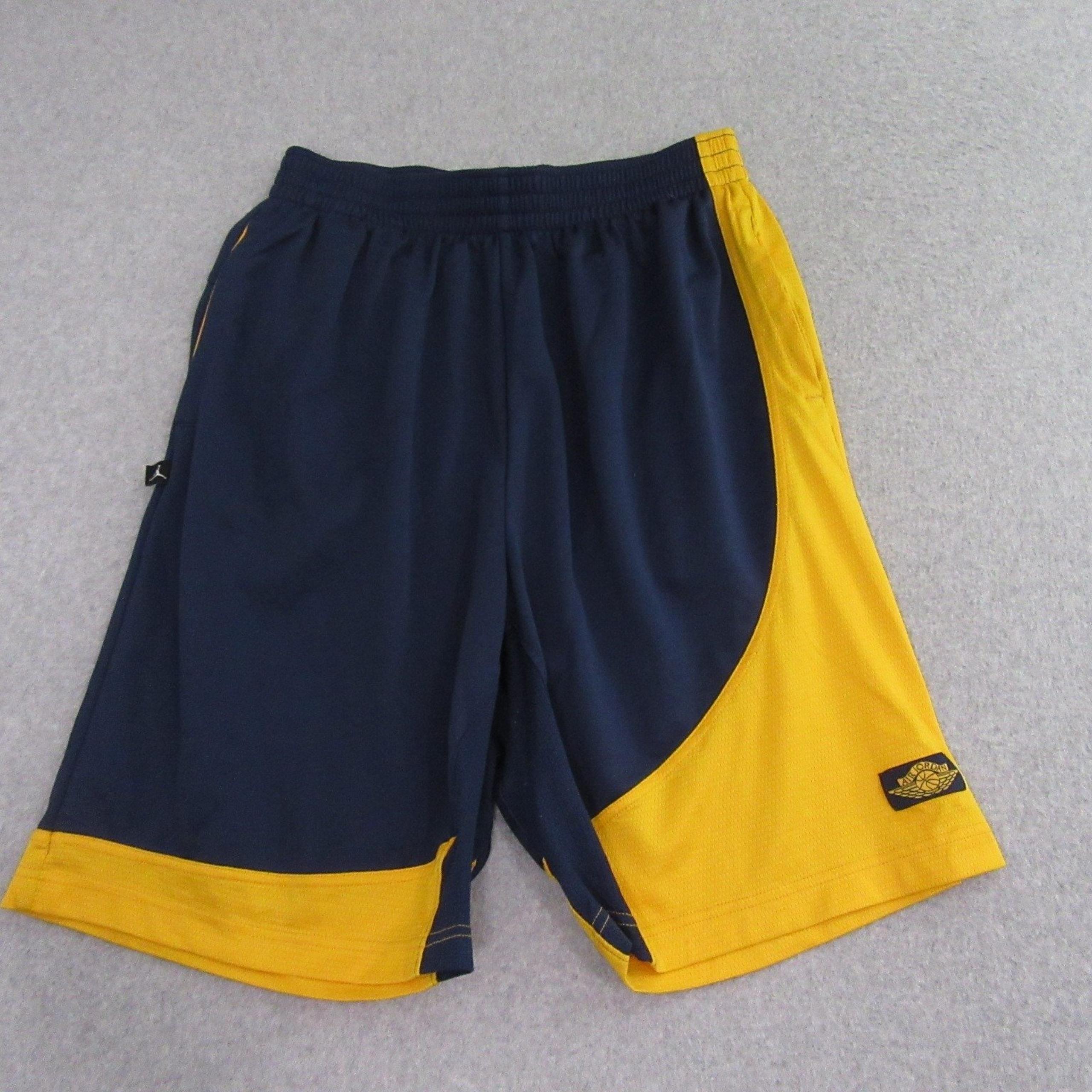 Air Jordan Mens Dri Fit Basketball Shorts M Blue Yellow Active Athletic