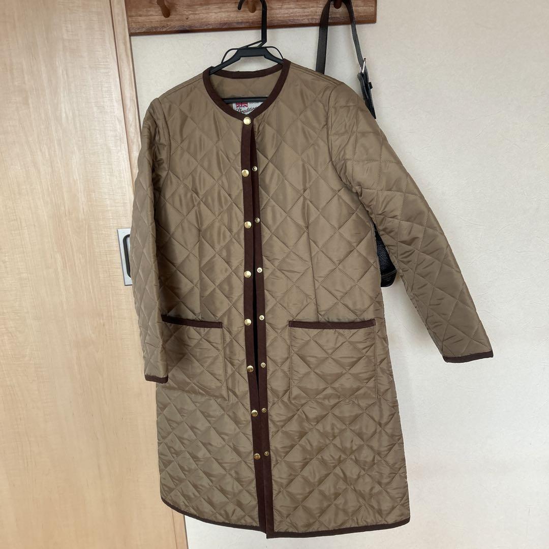 Beige Quilted Long Coat