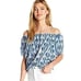 JOIE Amesti B Off-the- Shoulder Blue Ikat Ladies Silk Casual Party Top, S
