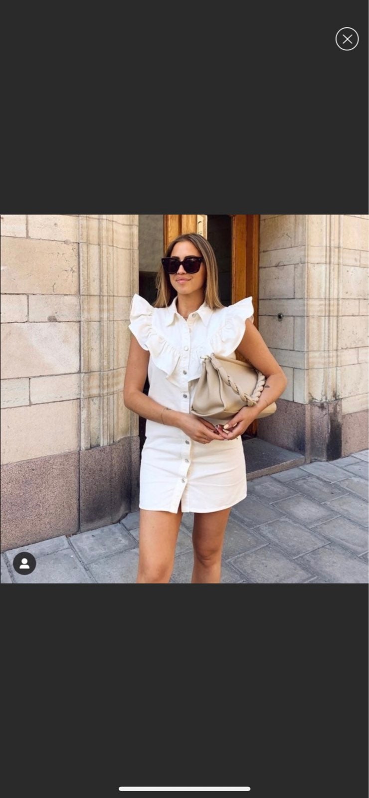 Zara white raffle denim drese