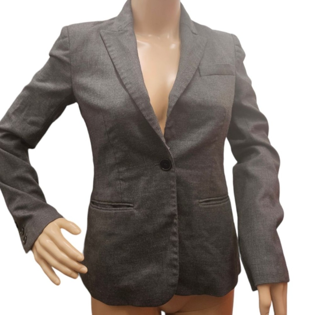 Theory Women's Wool Blend Blazer in Dark Gray Black