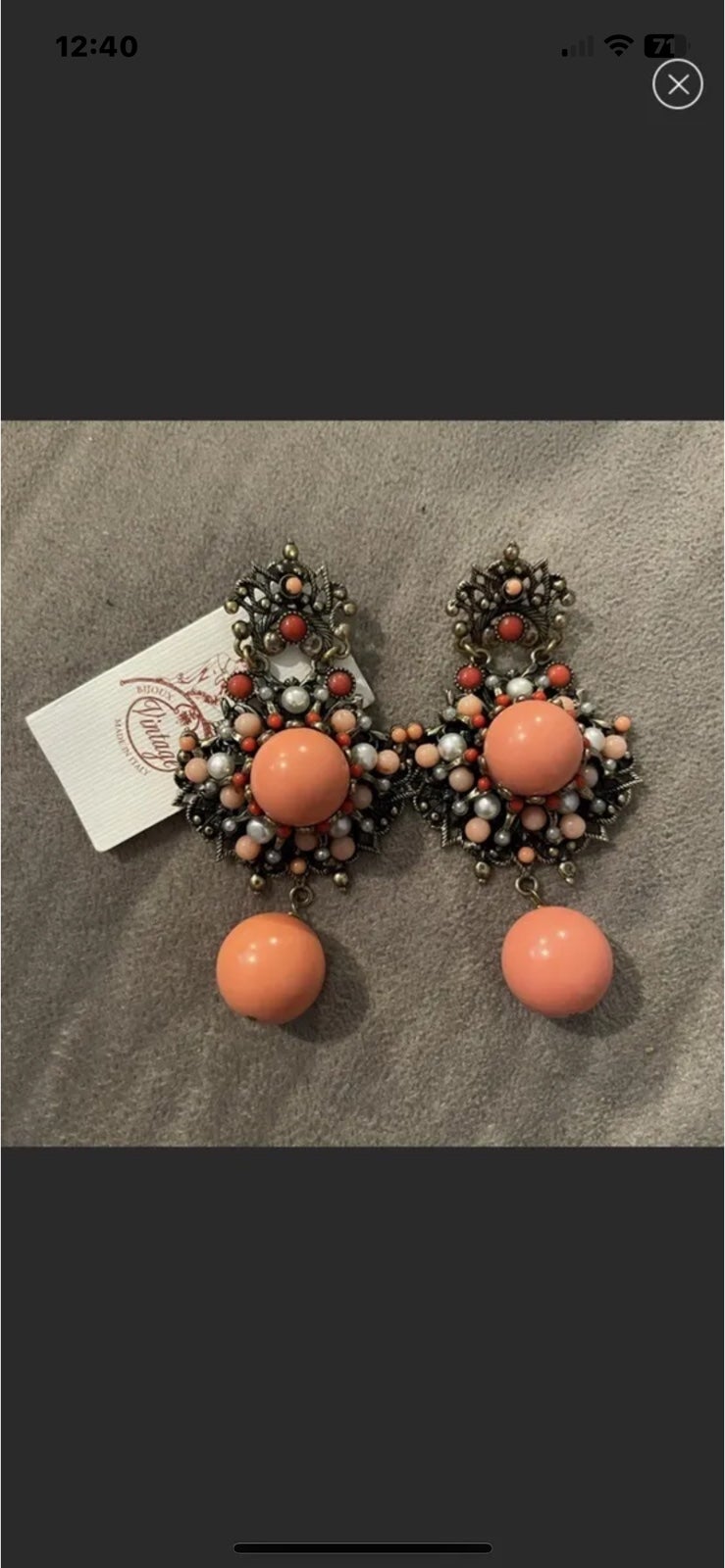 Brand New With Tags Cosmopetrone/Vintage Bijoux Preziosi Earrings