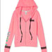 VS PINK neon coral tropical campus jogger pant zip hoodie jacket set