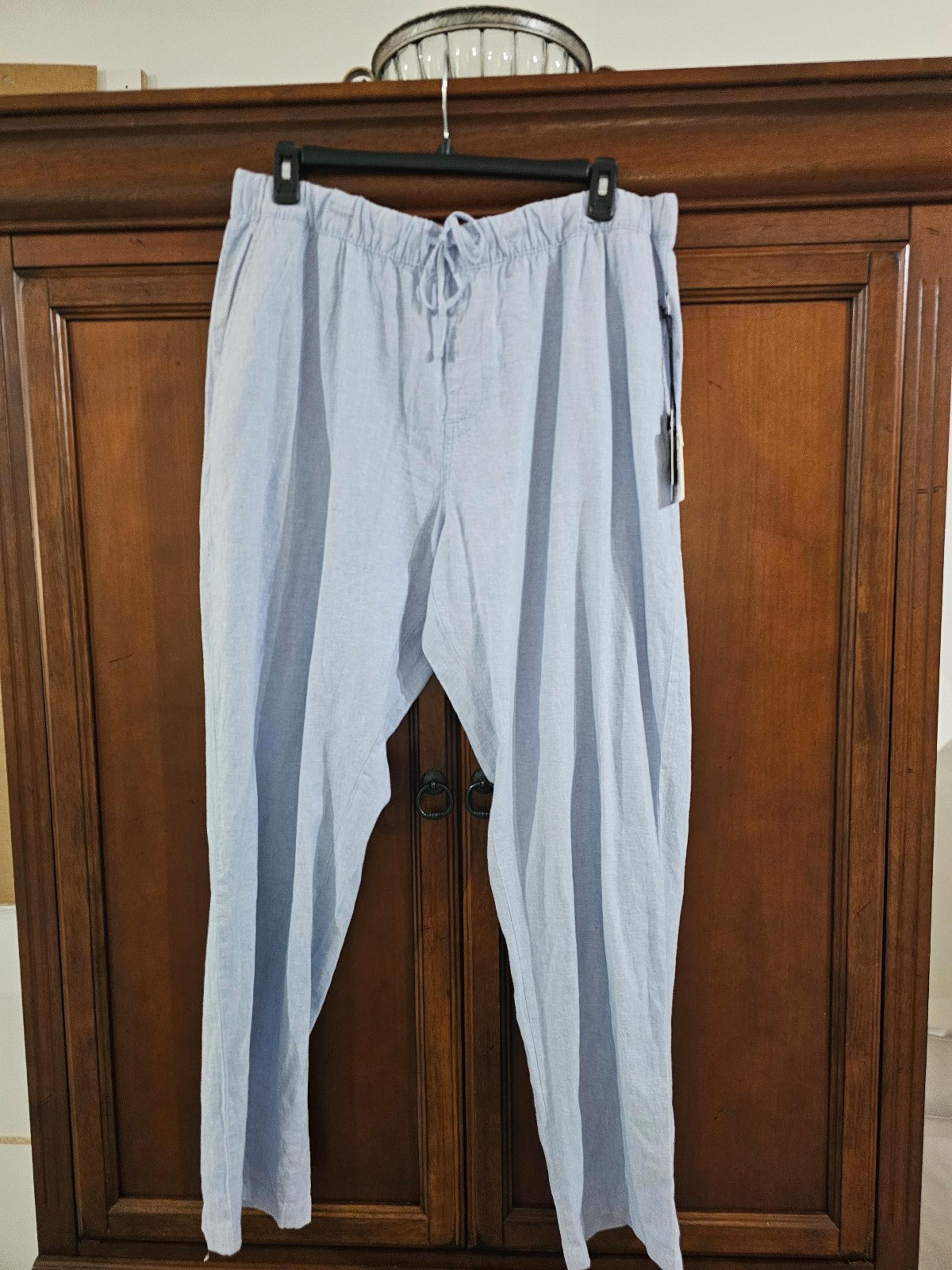ONIA Linen Drawstring Pants Periwinkle blue Chambray