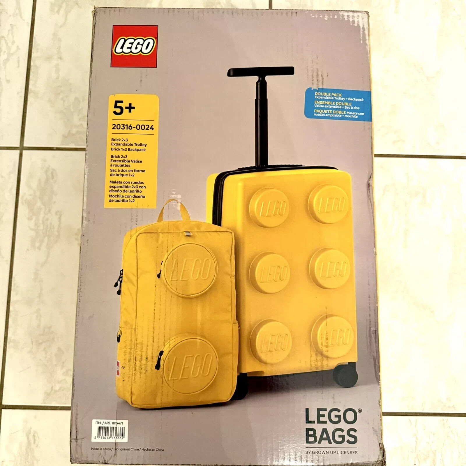 LEGO Expandable Carry-On & Backpack Luggage Set - Signature Brick YELLOW