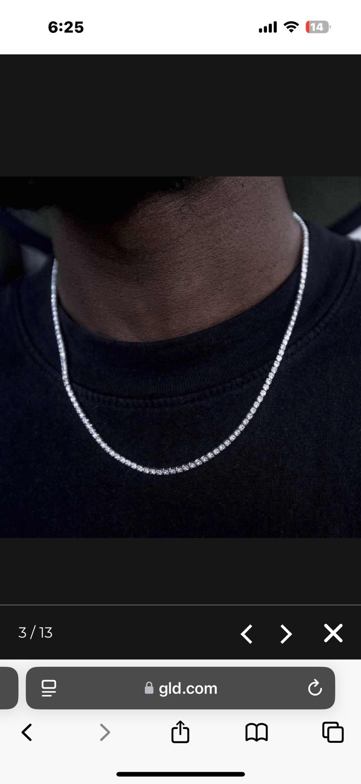 GLD 20” white gold tennis Chain.