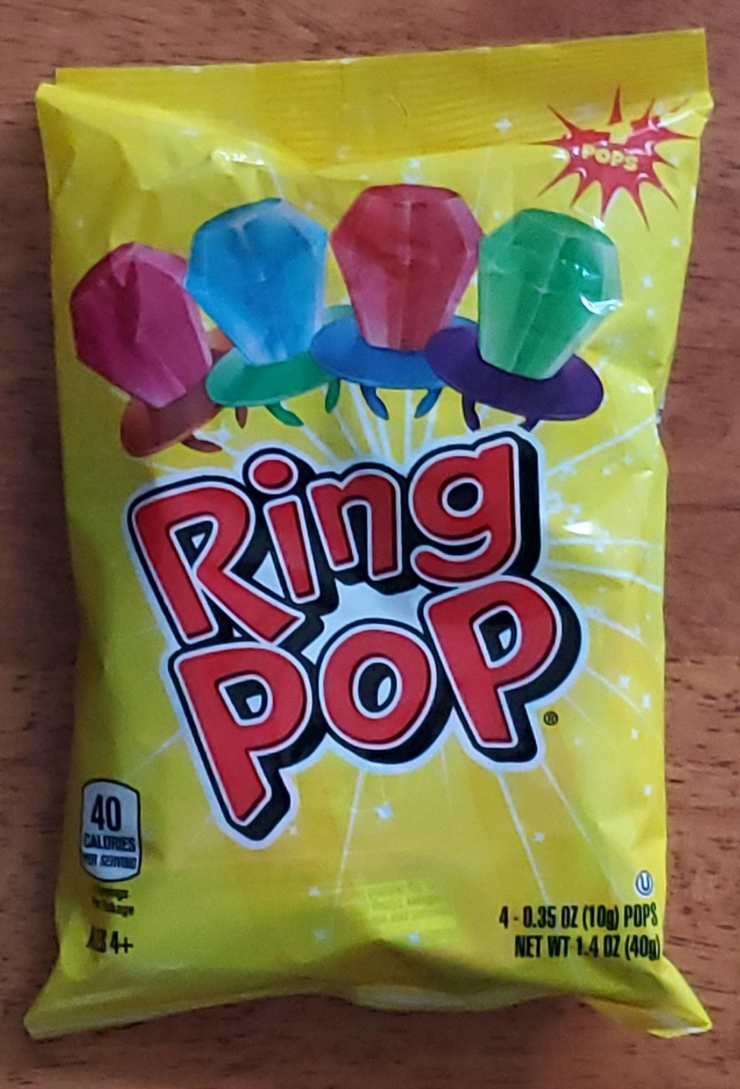Bazooka's Ring Pop Candy 1 Bag 4ea/bg  Cherry Watermelon Strawberry B. Raspberry