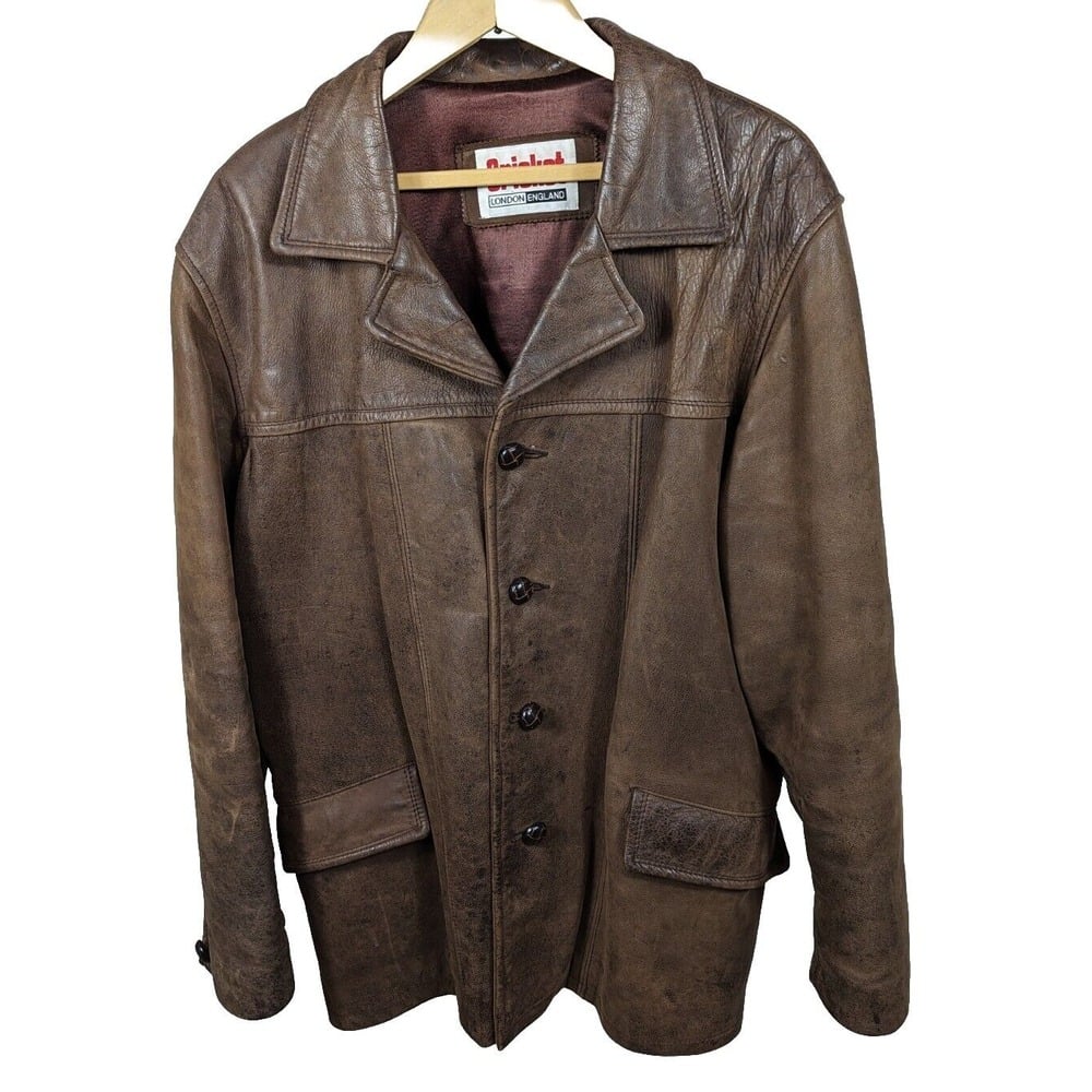 Vintage Cricket London England Jacket Mens M/L Brown Genuine Leather Canada Made