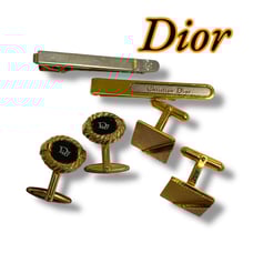 Dior Gold Cufflinks and Tie Clip Set (Clip-on)