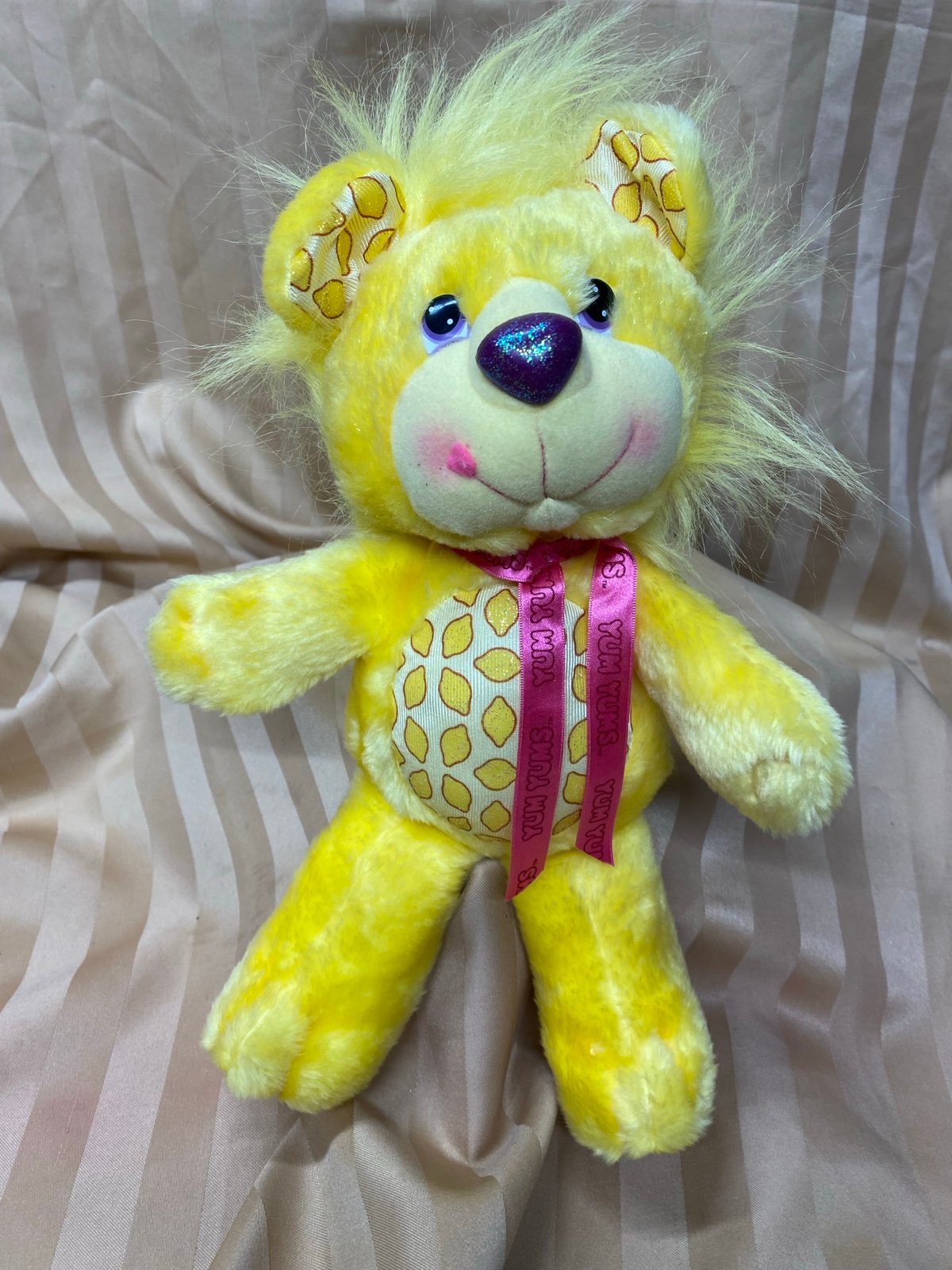 Vintage Yum Yums Hallmark Lucky Lemon Lion Yellow Plush 13 Kenner 1989