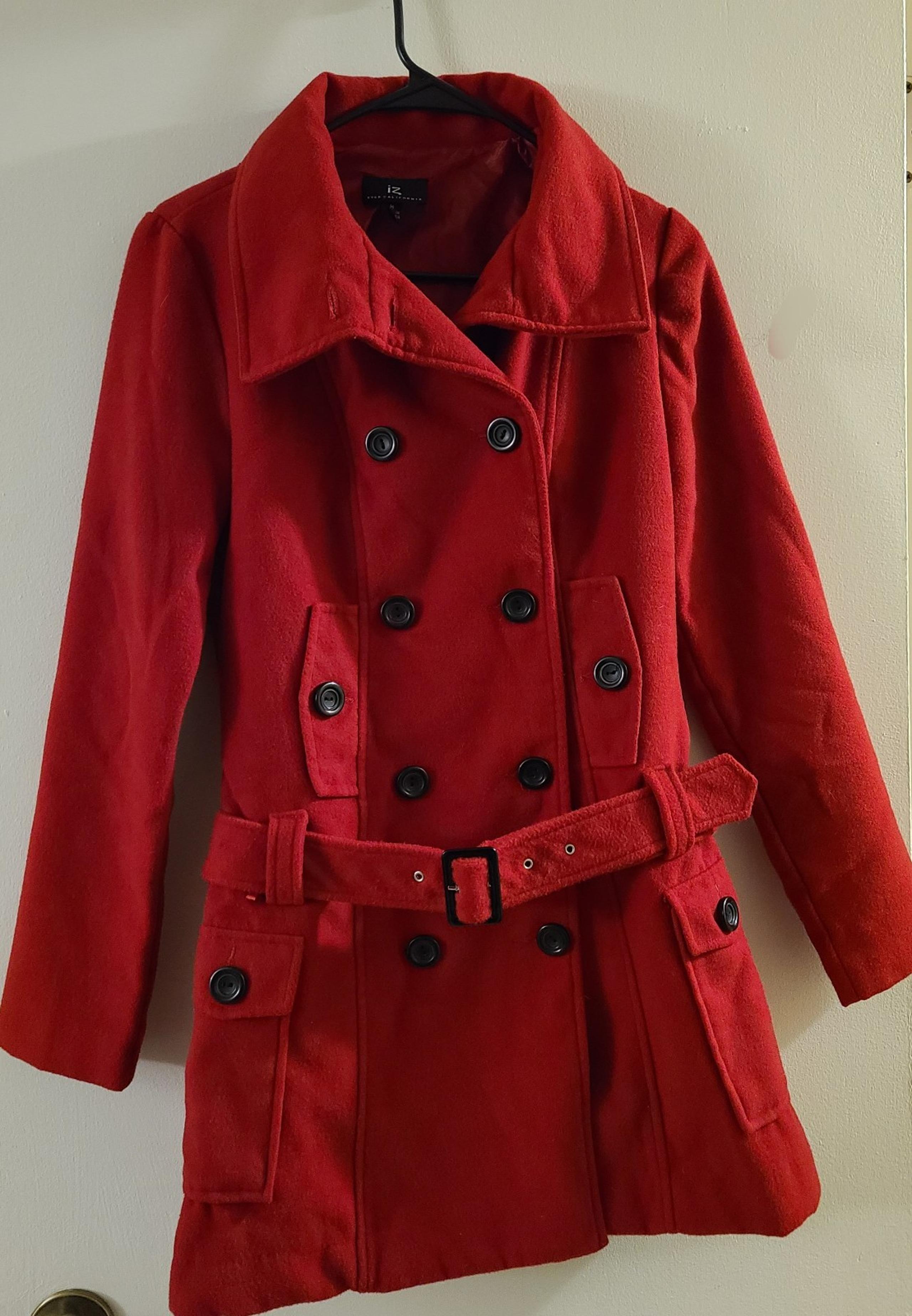 IZ Byer California Red Belted Peacoat Juniors Size Medium