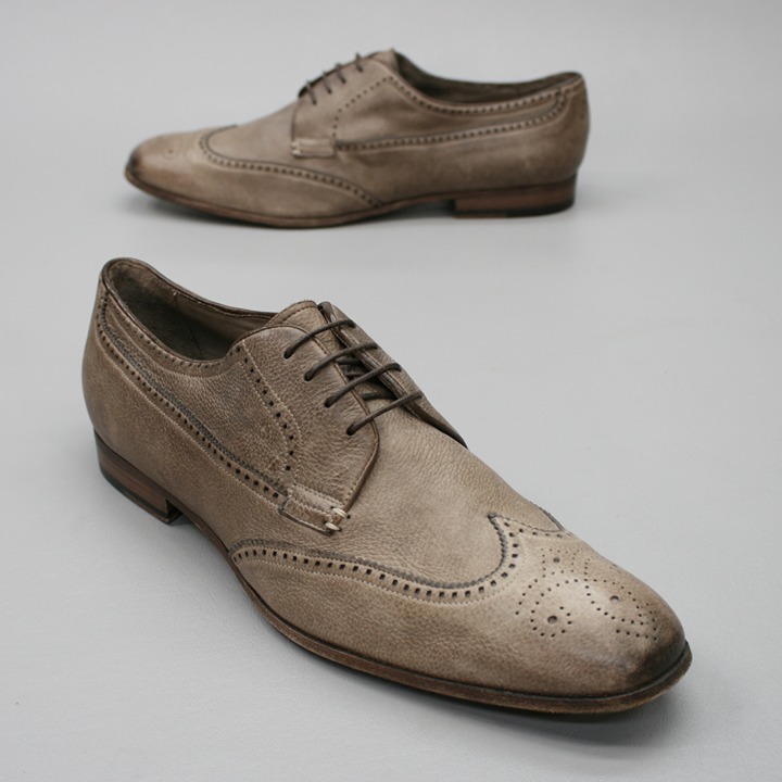 Giorgio Armani Men's 10 Wingtips Brown Leather Lace-up Oxford Dress Shoes Italy