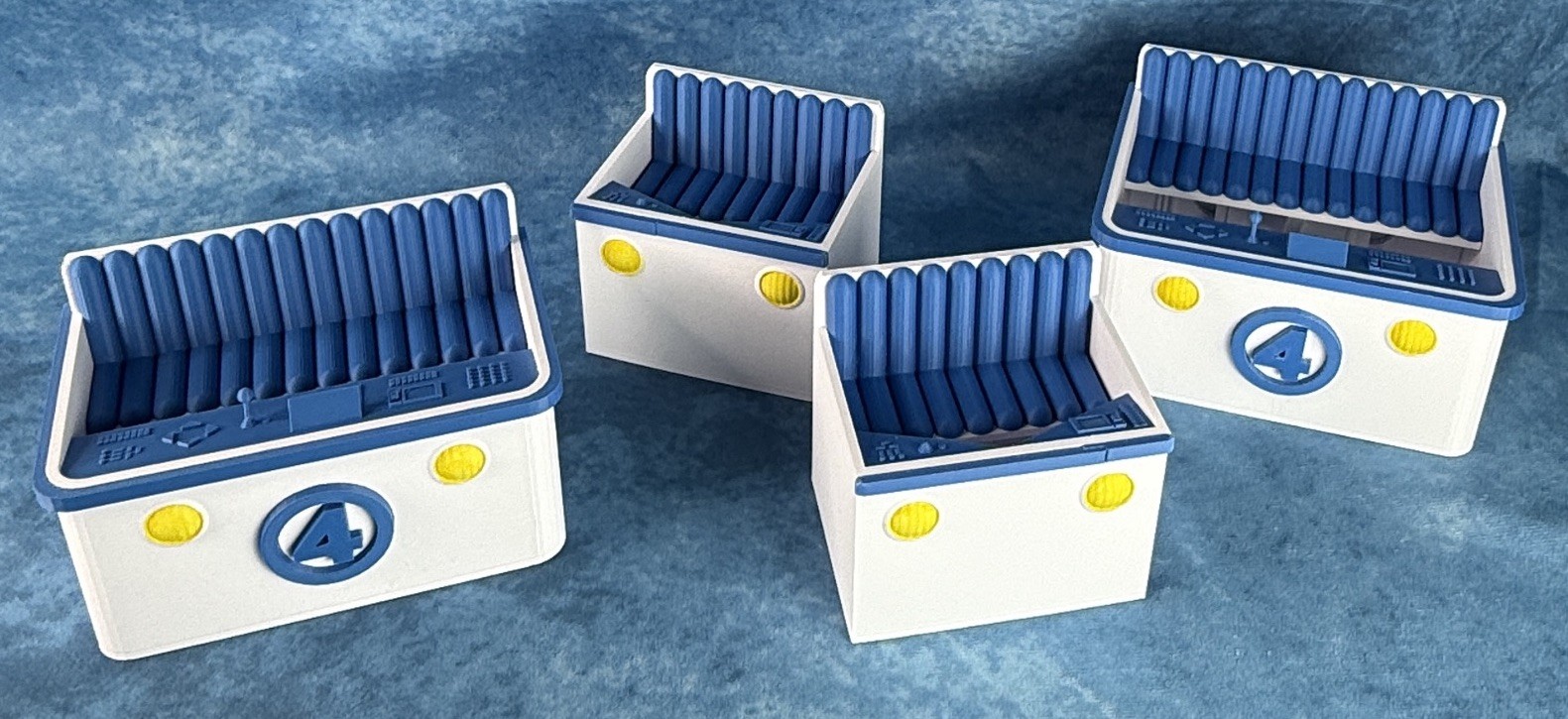 The Fantastic 4 Fantasticar Flying Bathtub Toys, Hand Painted, Set of 4