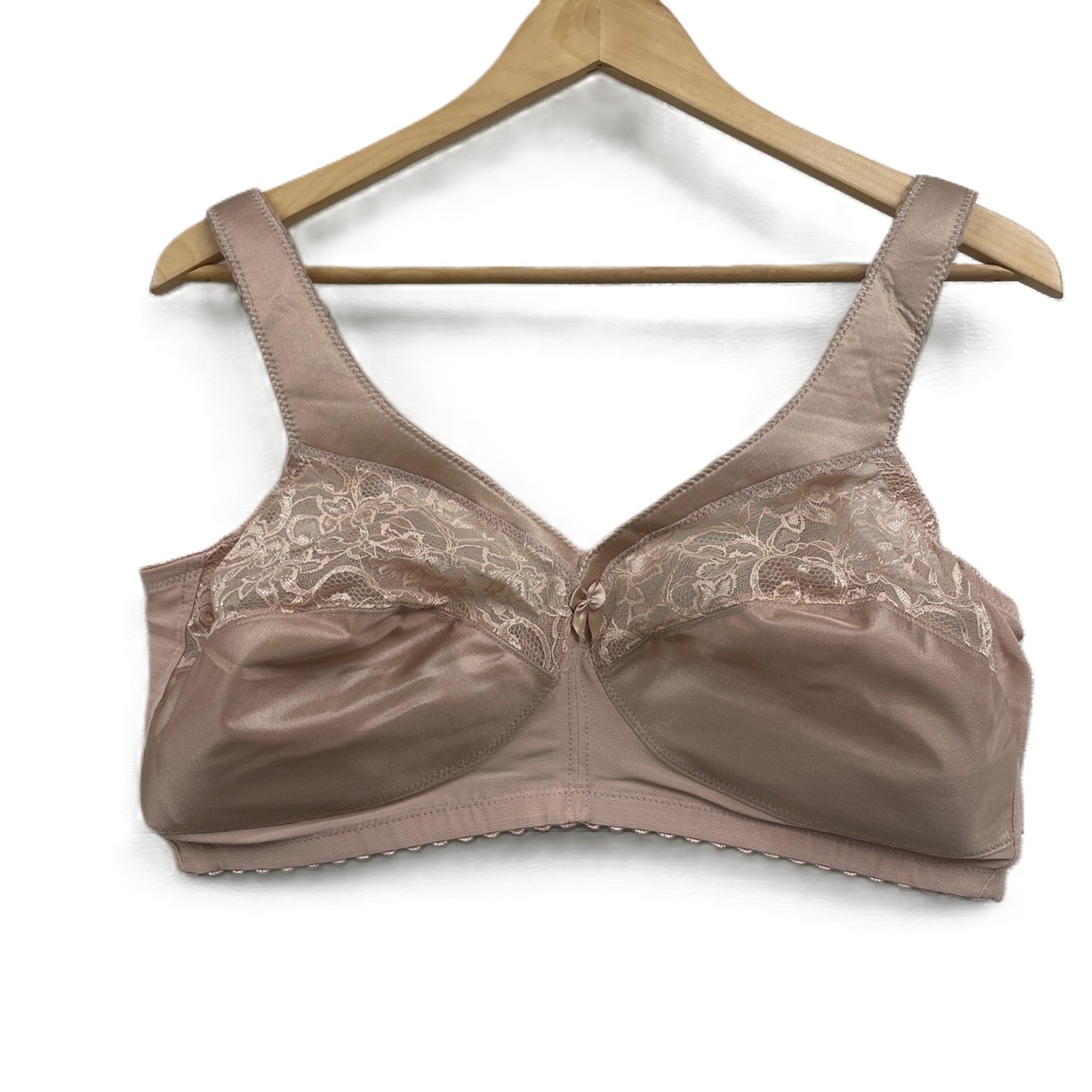 Glamorise CG173 Wireless Almond Sheer Lace Bra Magic Lift Plus Support Size 42D