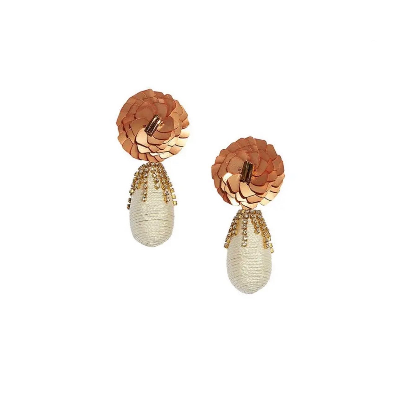 Lizzie Fortunato Le Pavilion Sequin & Crystal Embellished Flower Drop Earrings