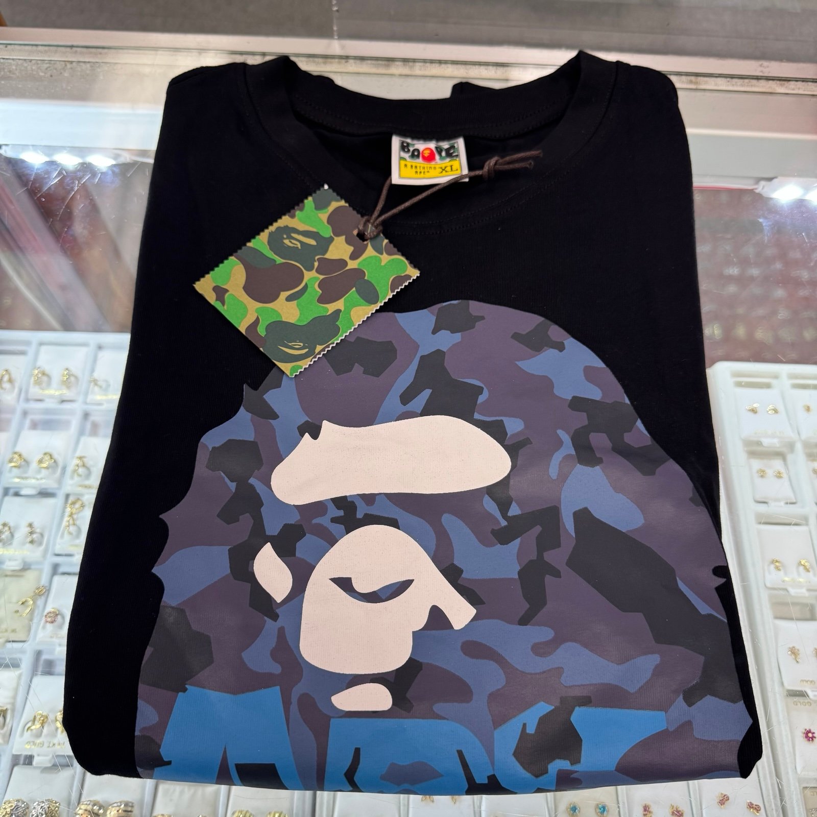 Blue ape head Bape tee - size L