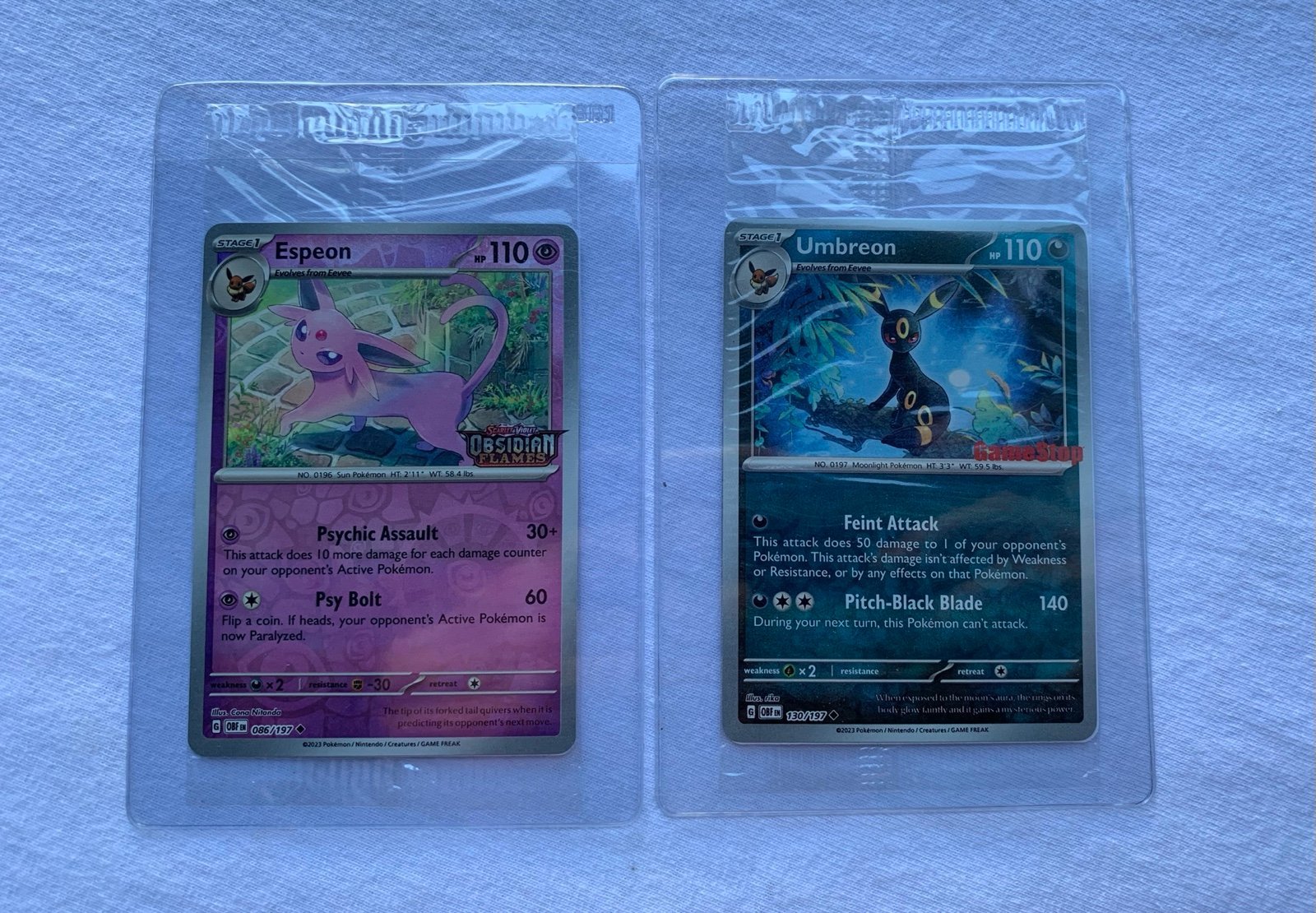Obsidian Flames Espeon 086/197 Best Buy Umbreon 130/197 GameStop Promo Sealed