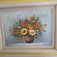 Original oil on canvas still life flower