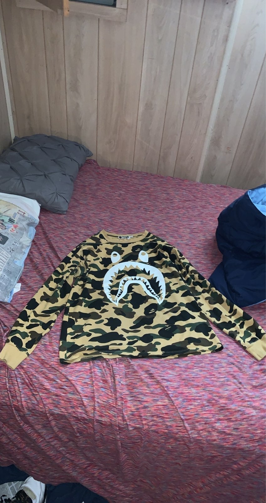 BAPE 1ST CAMO SHARK L/S TEE Used
