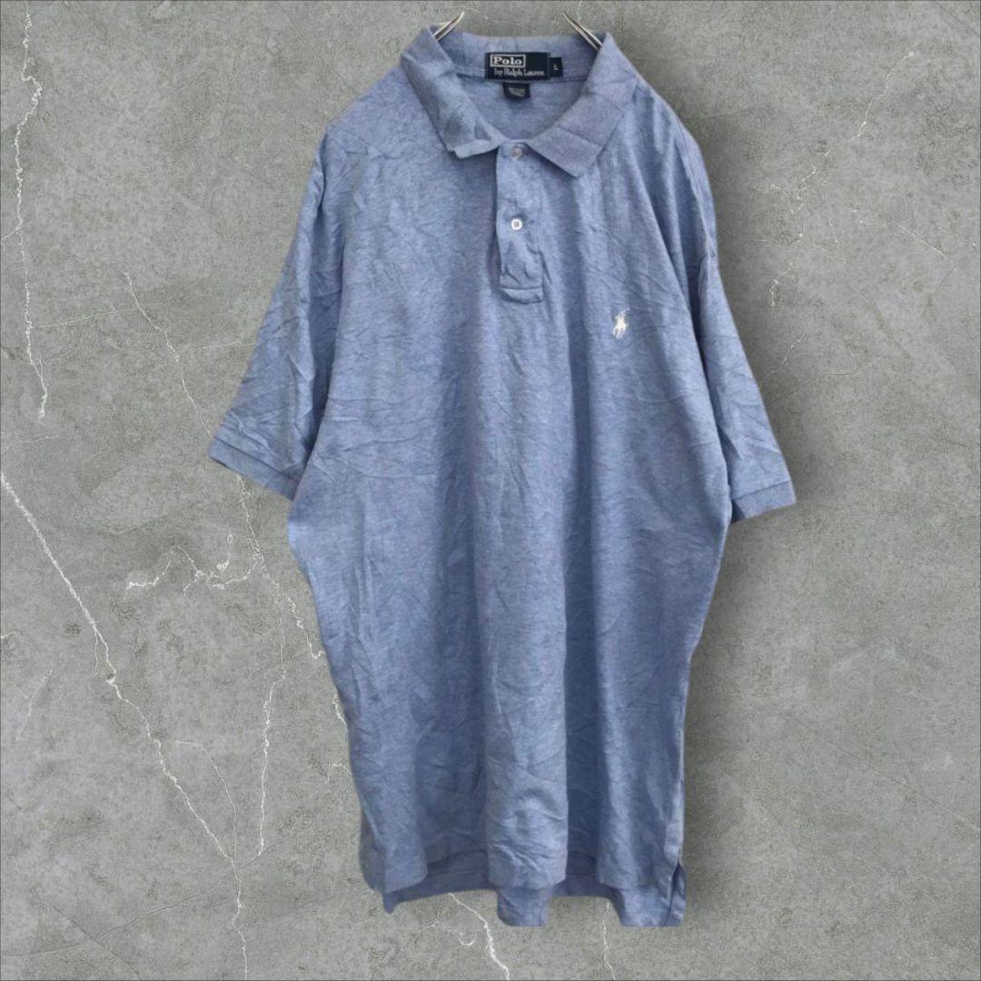 【k4079】USA Vintage 90s Polo Ralph Lauren Embroidered Logo Short-Sleeve Big Polo Shirt L