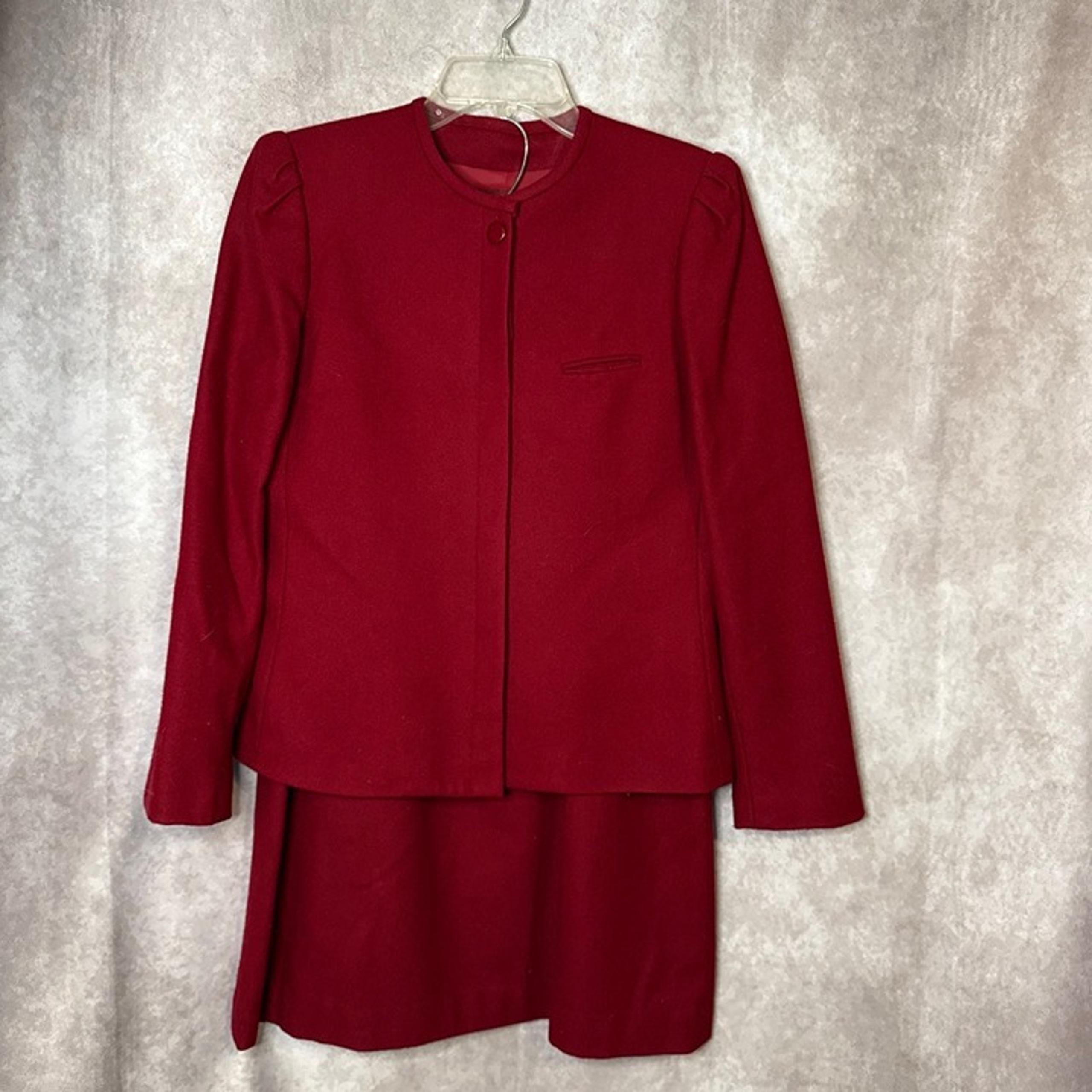 VTG 90s Sasson Wool Blend 2 Piece Business Suit Skirt Women’s Size 10 Cranberry
