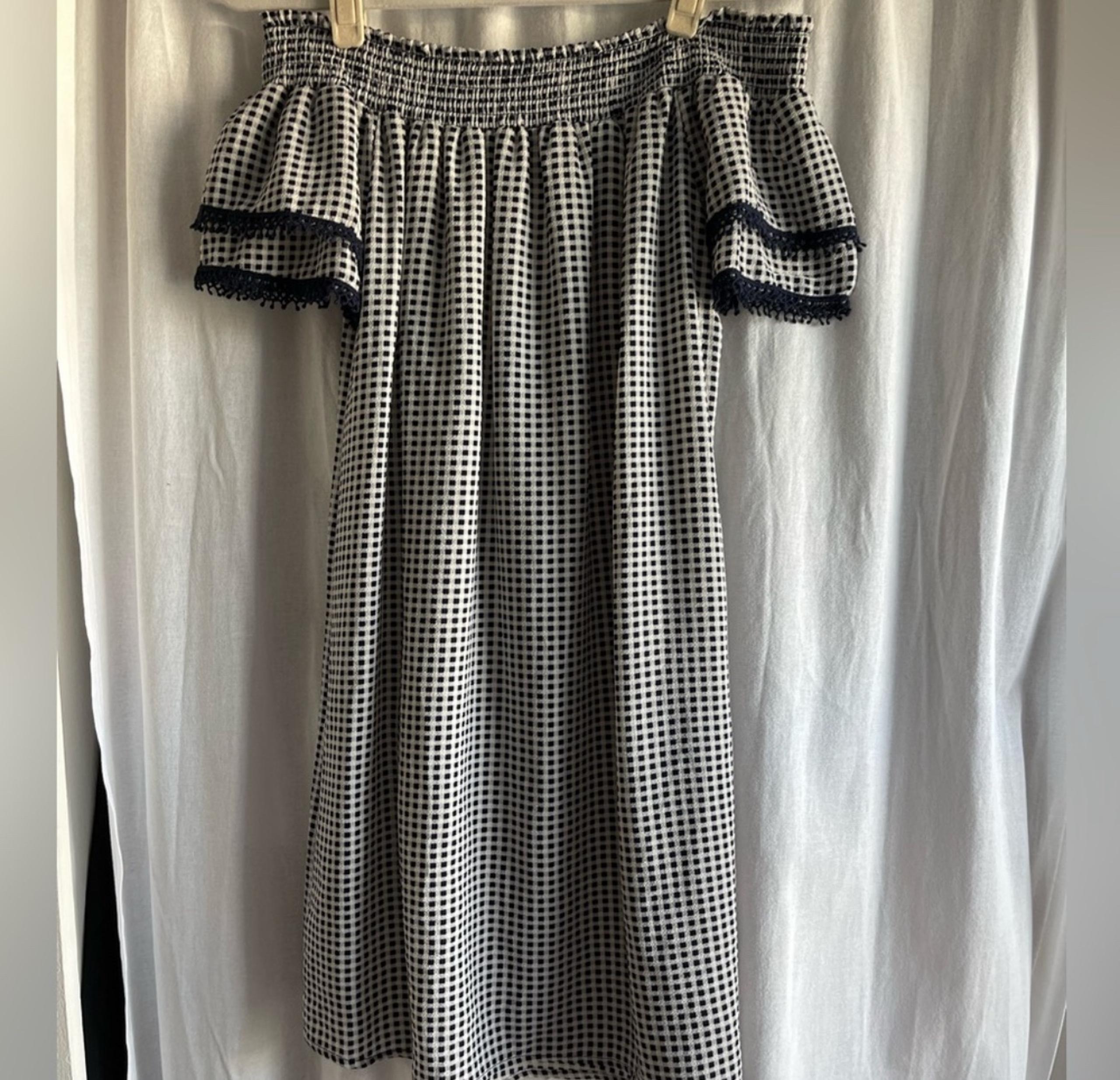 Women’s black and white plaid dress medium