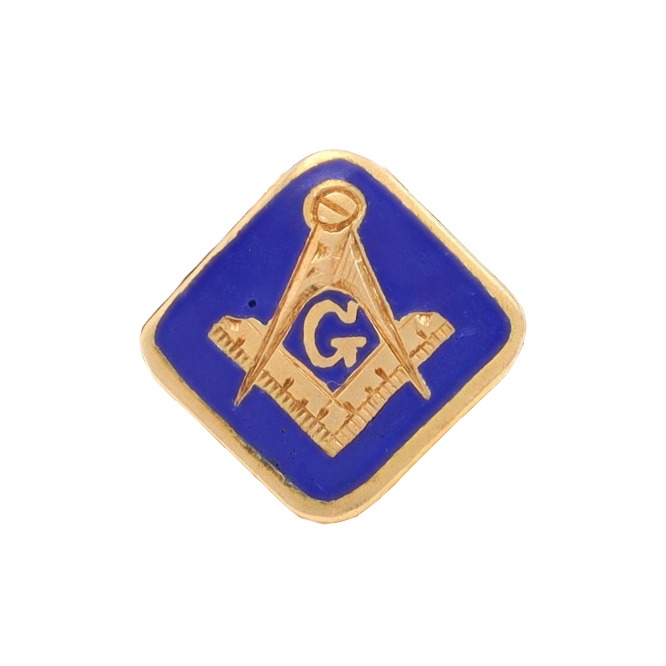 Yellow Gold Blue Lodge Enamel Master Mason Lapel Pin - 14k Masonic LX0880