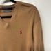 Polo Ralph Lauren Mens Carmel Brown V Neck Sweater Pima Cotton Size Medium