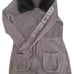 BCBGMAXAZRIA Y2K Gray Long Hooded Sweatshirt Full Zip Bedazzled Faux Fur XL